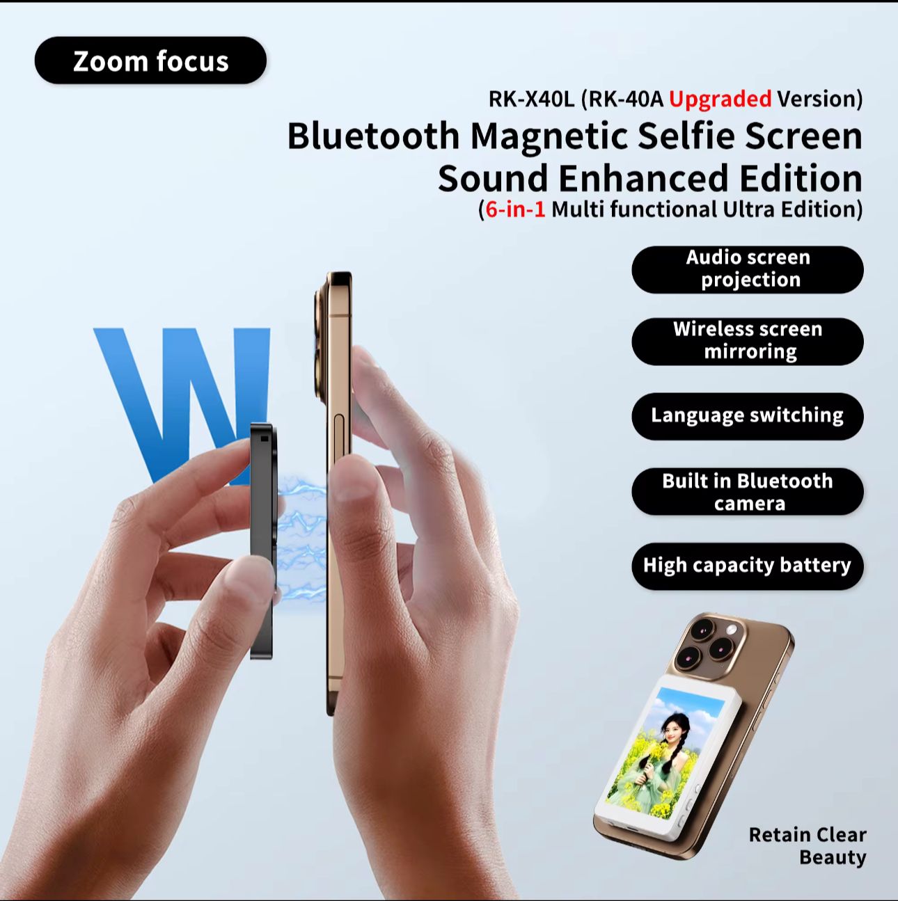 Magnetic Phone Vlog Selfie Monitor Screen for Rear Camera Compatibility with iPhone and Android Devices