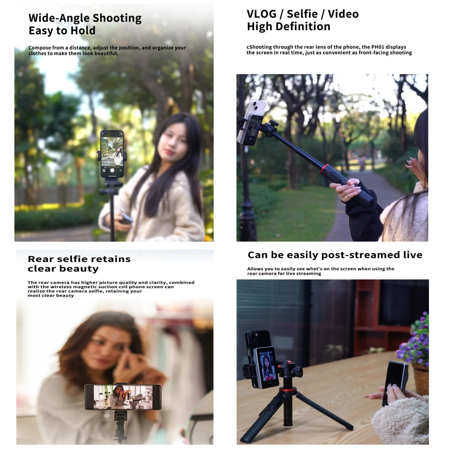 Magnetic Phone Vlog Selfie Monitor Screen for Rear Camera Compatibility with iPhone and Android Devices