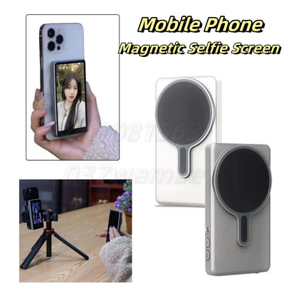 Magnetic Phone Vlog Selfie Monitor Screen for Rear Camera Compatibility with iPhone and Android Devices